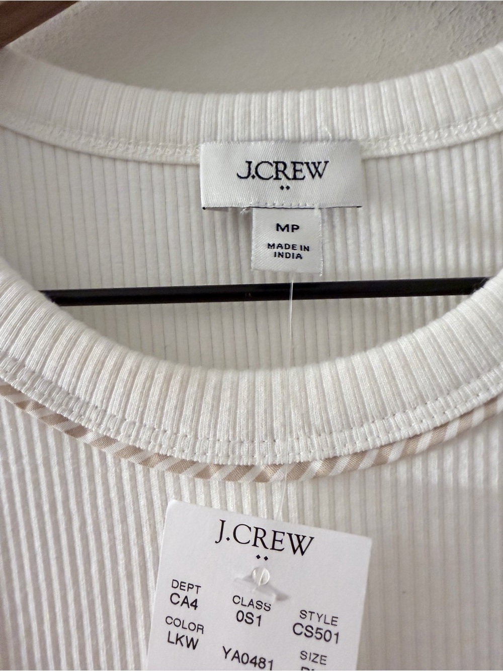 J.Crew Mixed Media Midi Dress Womens MP Tan White Striped Belted Tank NWT - Picture 4 of 8